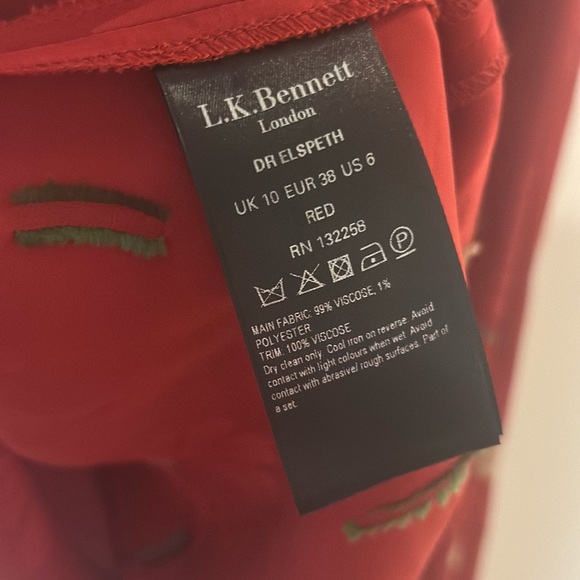 NWOT LK Bennett Red Floral Long Sleeve Wrap Dress Dr Elspeth - Picture 5 of 15